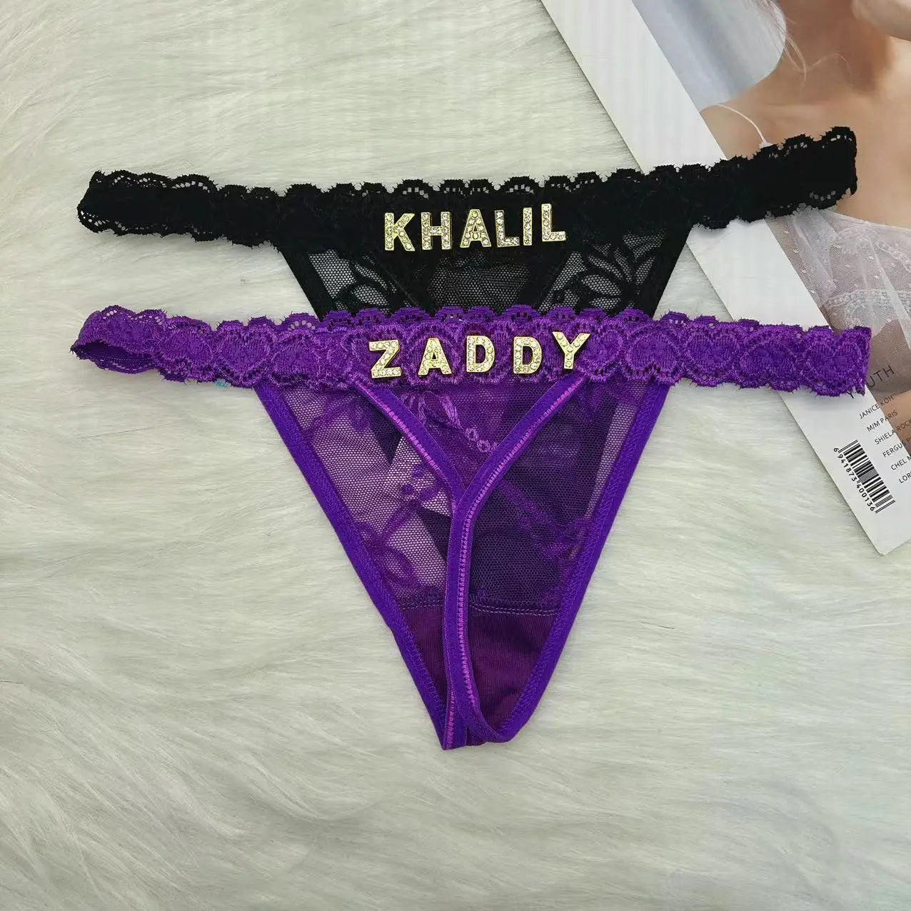 Custom Thong Panties with Name DIY Rhinestone Letter Thongs Sexy Customized Underwear G-String Personalized Bikini Jewelry Gift